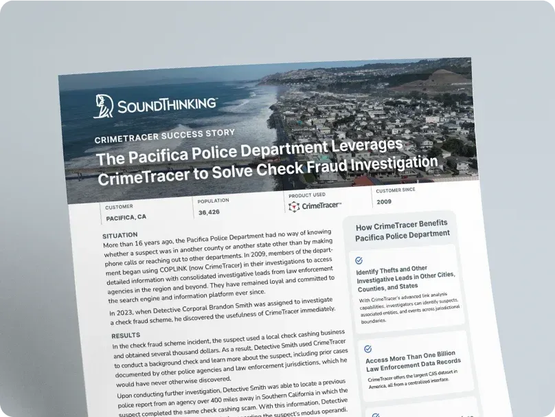 The Pacifica Police Department Leverages CrimeTracer to Solve Check Fraud Investigation